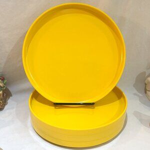 Set of 4 Heller Yellow Melamine Dinner Plates 9.75" Designed by Massimo Vignelli